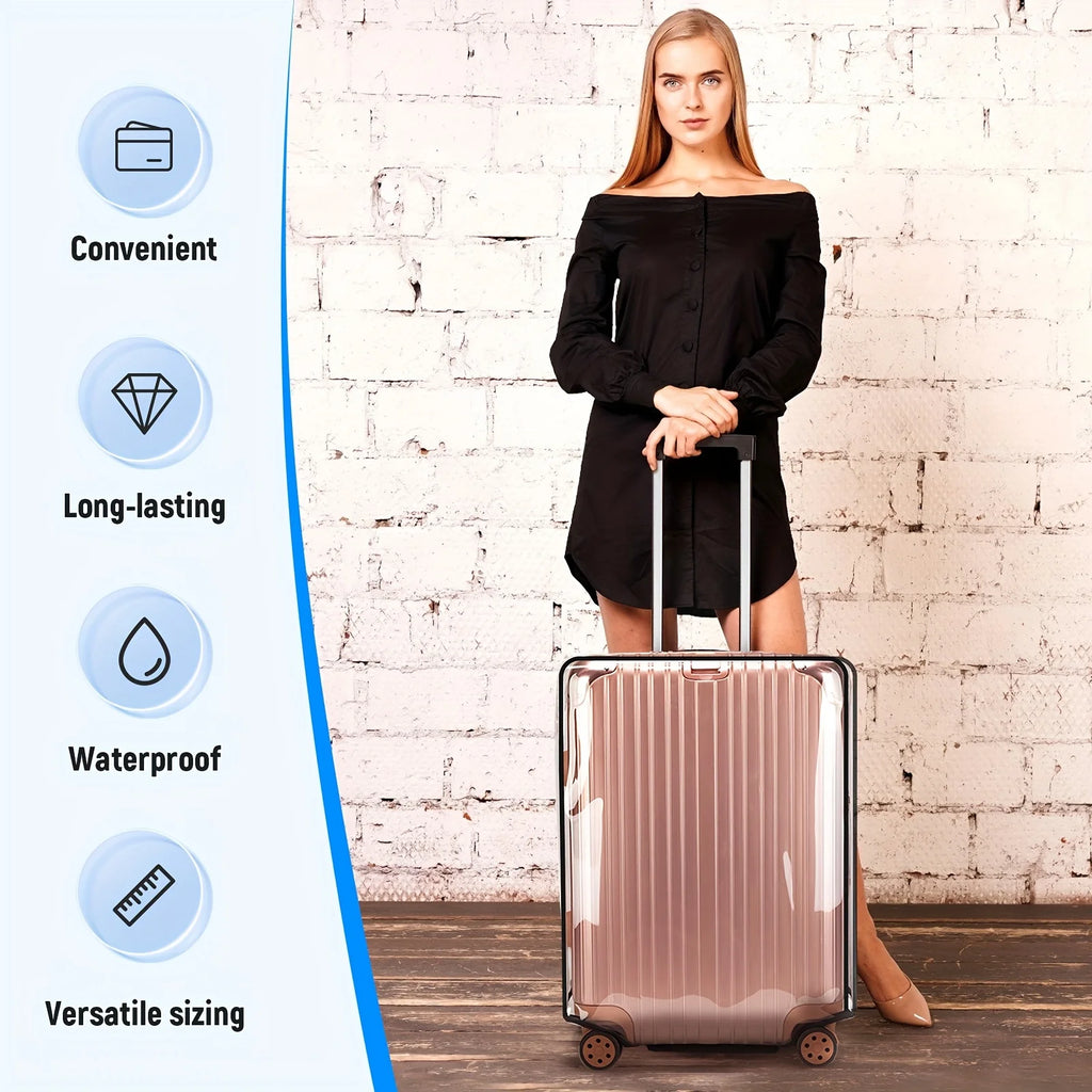 1Pc Transparent PVC Luggage Cover Protector - Universal Dustproof Scratch Resistant Suitcase Protector for 20-28in Travel Bags