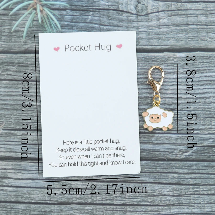 5pcs/10pcs mini sheep keychain, includes a pocket-sized card with encouraging messages, sheep-themed gifts,