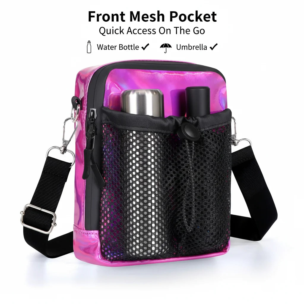 Waterproof Small Crossbody Bag Multi Pocket Shoulder Sling Bag Outdoor Travel Chest Bag with Mesh Pocket for Men Women