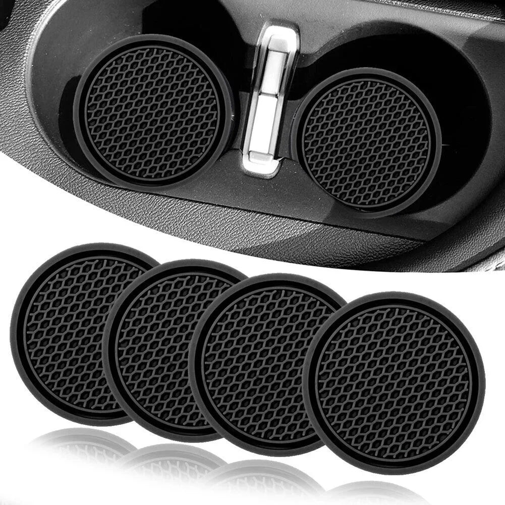 4Pcs/set 7cm*5cm Car Cup Holder Car Silicone Insert Coaster Mat Fit For Most Cars Styling Universal Accessories Black Anti-Slip