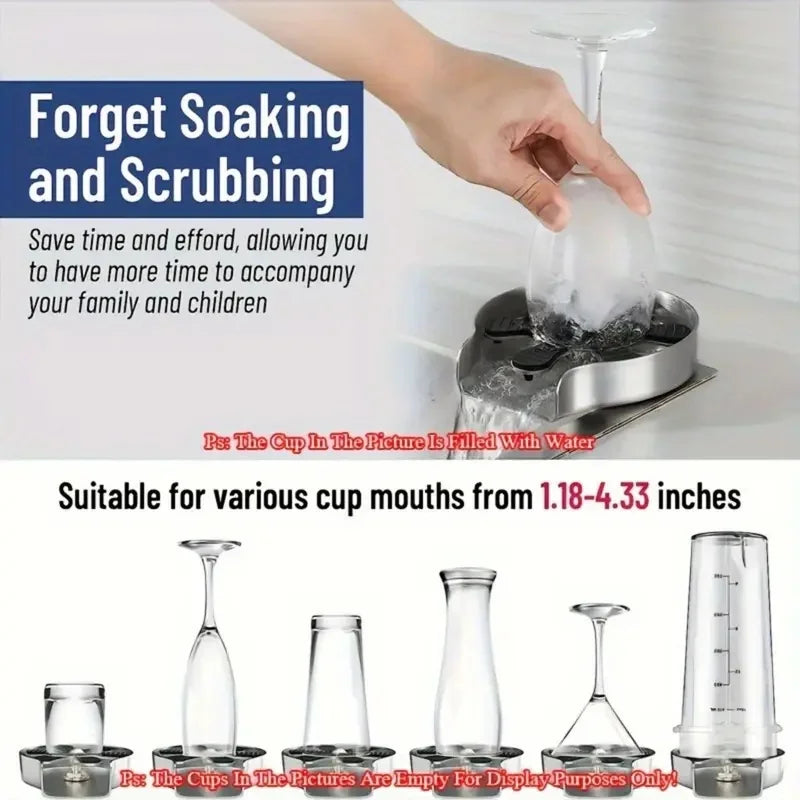 304 Stainless Steel Glass Rinser Kitchen Sink Cup Washer Bottle Cleaner for Home Bar Coffee Milk Tea Cup