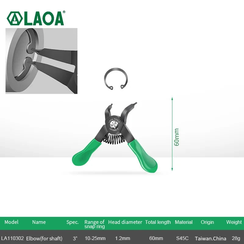 LAOA 3 inch Circlip pliers Mini Right Angled Beak Portable Multifunctional Snap Ring Circlip Pliers Made in Taiwan