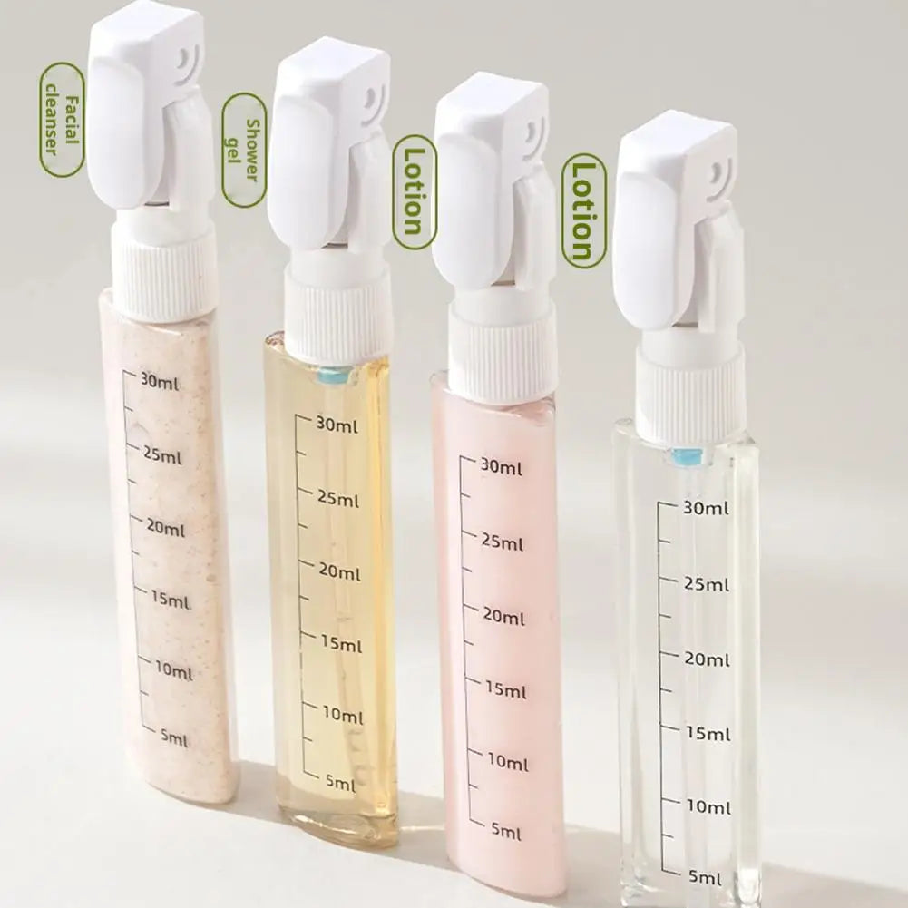 Travel Bottles 4-in-1 Leak-Proof Refillable Containers with Dispenser Pump for Shampoo Lotion Conditioner Body Wash Bottles Set