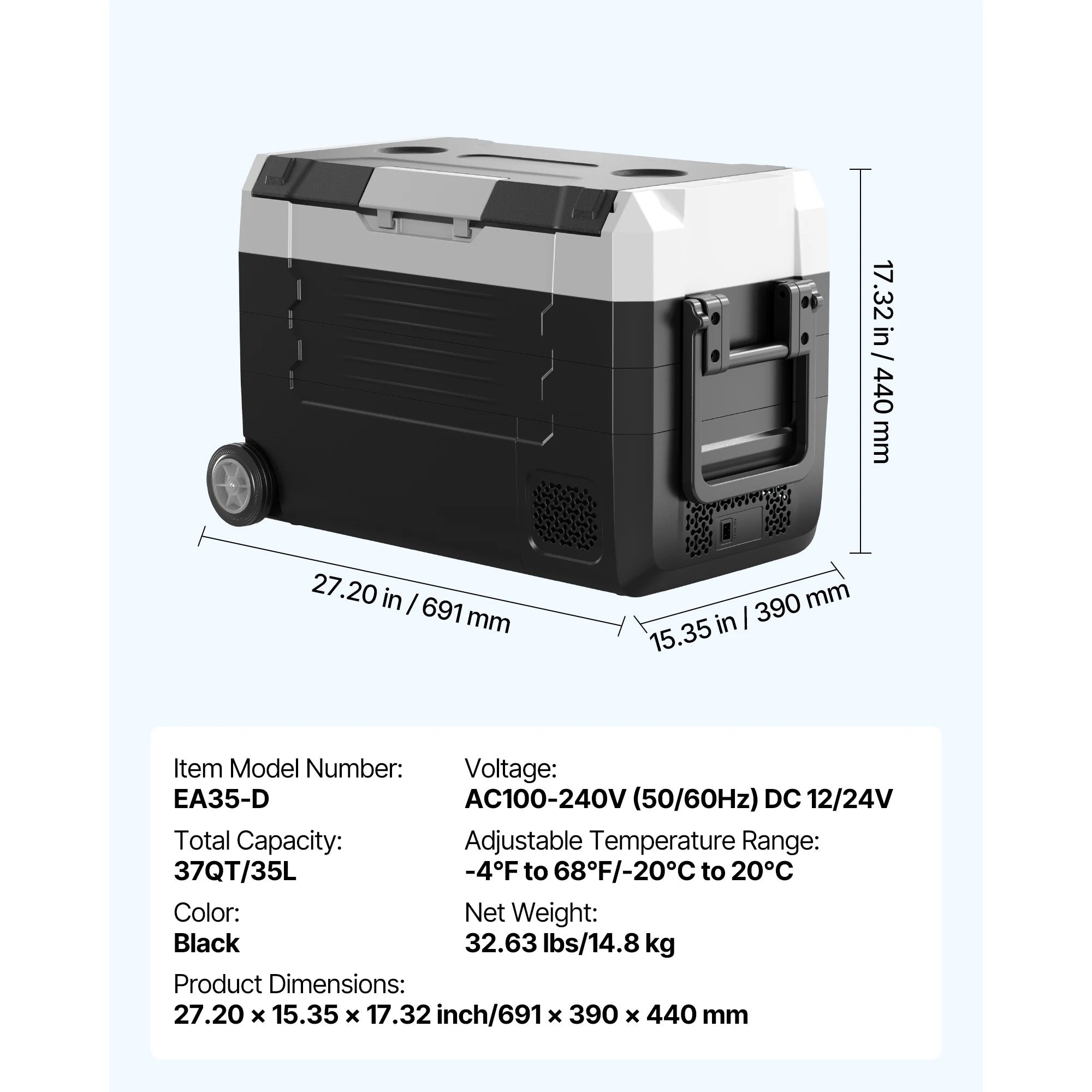 SucceBuy 35L 45L 55L Portable Foldable Handle Car Refrigerator with Wheel -4°F to 68°F Truck Refrigerator with APP Control Compressor Freezer for Camping Picnics Car Home Traval