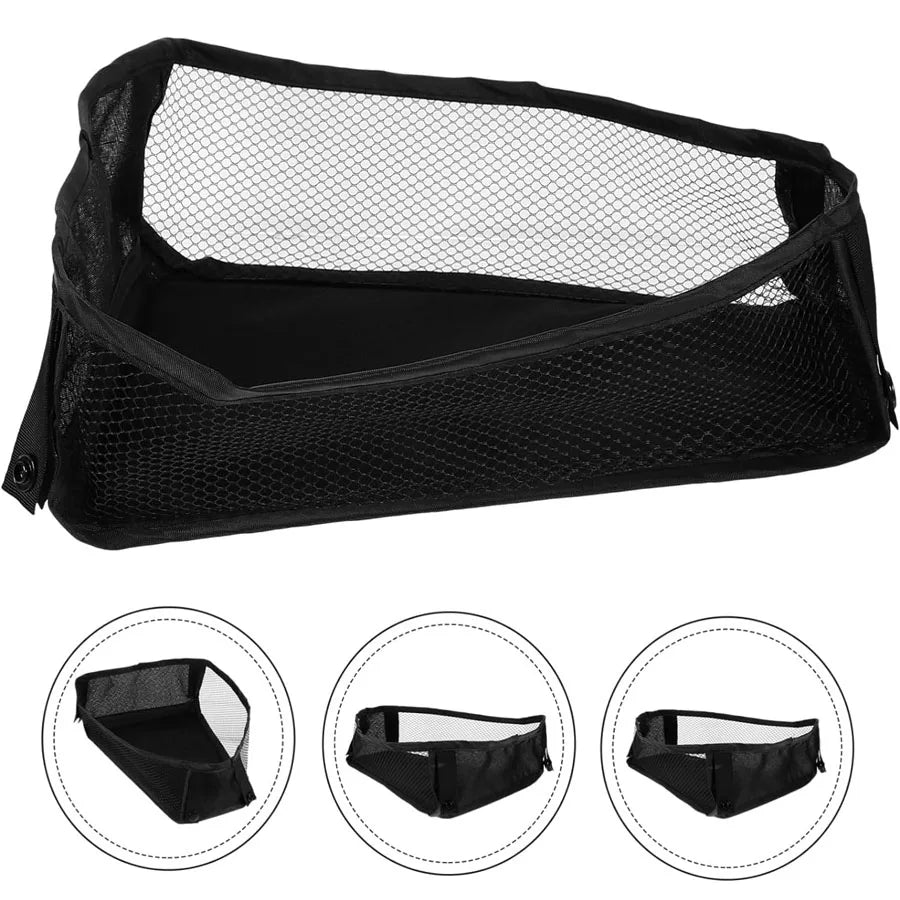 Stroller Bottom Organizer Bag Universal Mesh Three-dimensional Tissue Toy Storage Basket with Hard Board Stroller Accessories