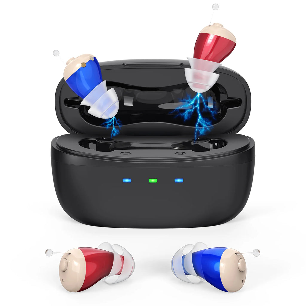 Mini Rechargeable Earphones, Headphones For The adults, hearing amplifiers earbuds aids With Magnetic Charging Box