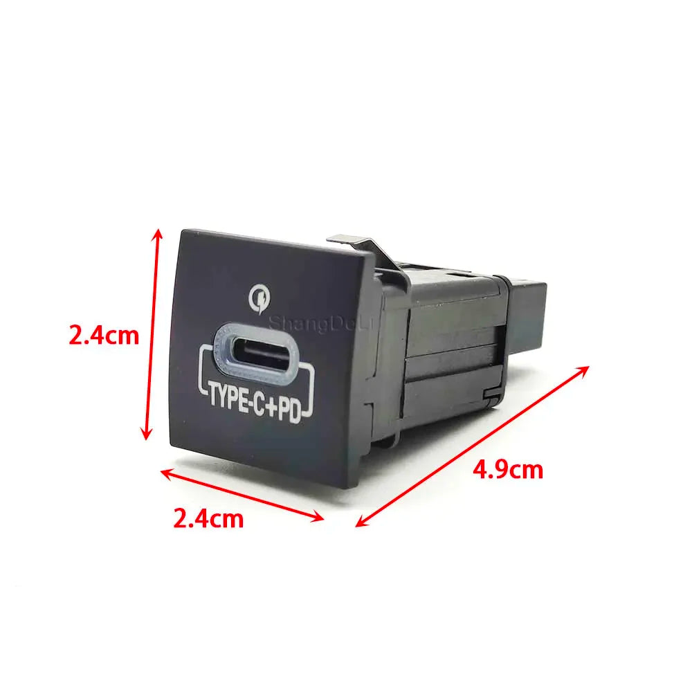 Car Charger PD Type C Quick Charge Phone Charging Adapter Button For VW Golf 6 Mk6 Jetta 5 MK5 EOS Scirocco 2006 - 2012