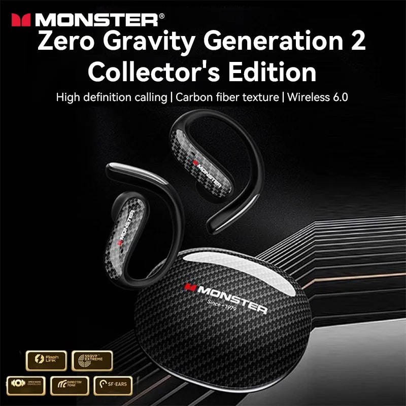 Monster MQO37 TWS Bluetooth 6.0 Sports Noise Reduction Headphones HiFi Stereo Music Gaming Earphones HD Call Headphones With Mic