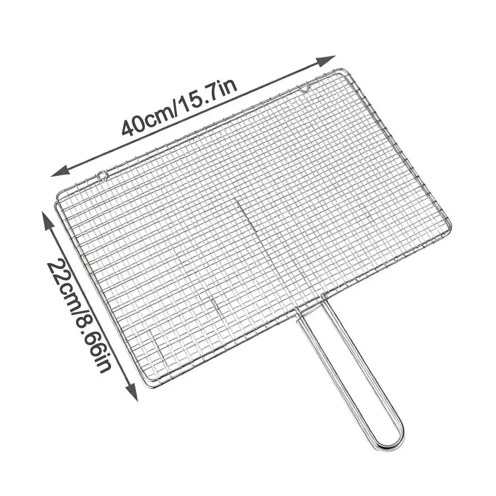 Durable Stainless Steel Fish Grilling Rack Double-sided Square BBQ Grill Thickened High Temperature Resistant Meat Grilling Rack