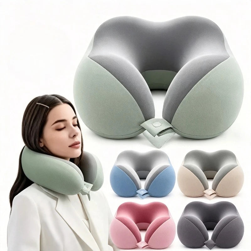1pc U Shaped Memory Foam Neck Pillow, Comfortable Travel Pillow for Airplane Napping Office Use, Soft Support,Travel essentials