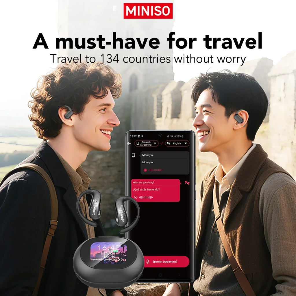 [HD Touchscreen]MINISO MS188 AI Translation Earbuds Bluetooth Earphones Wireless Headphones Ultra-long Battery Life