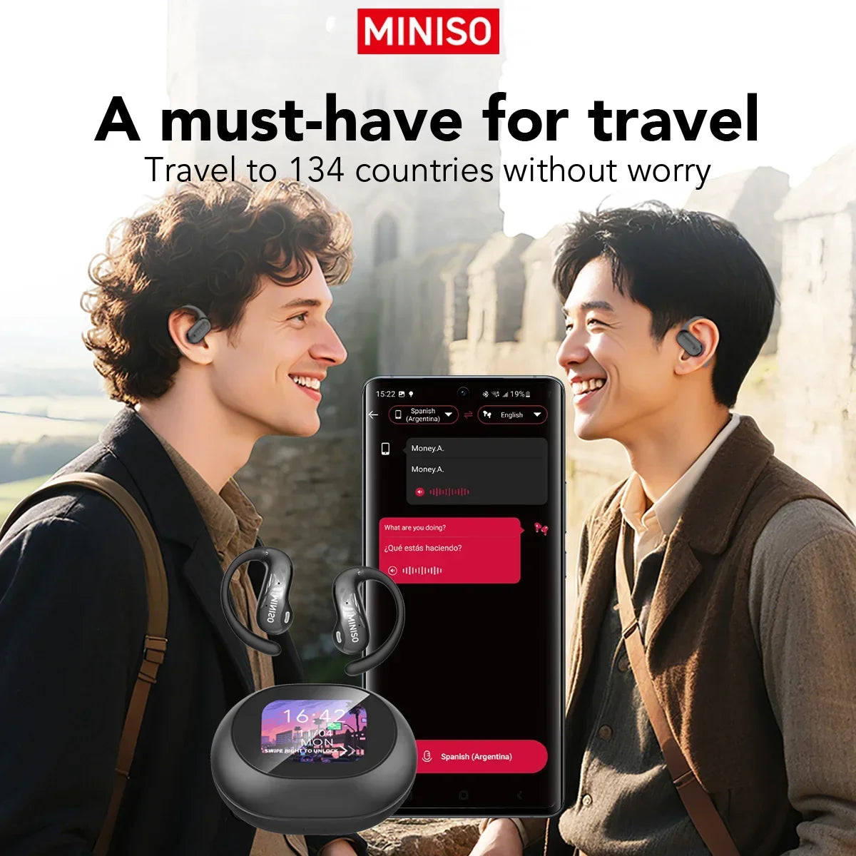 [HD Touchscreen]MINISO MS188 AI Translation Earbuds Bluetooth Earphones Wireless Headphones Ultra-long Battery Life