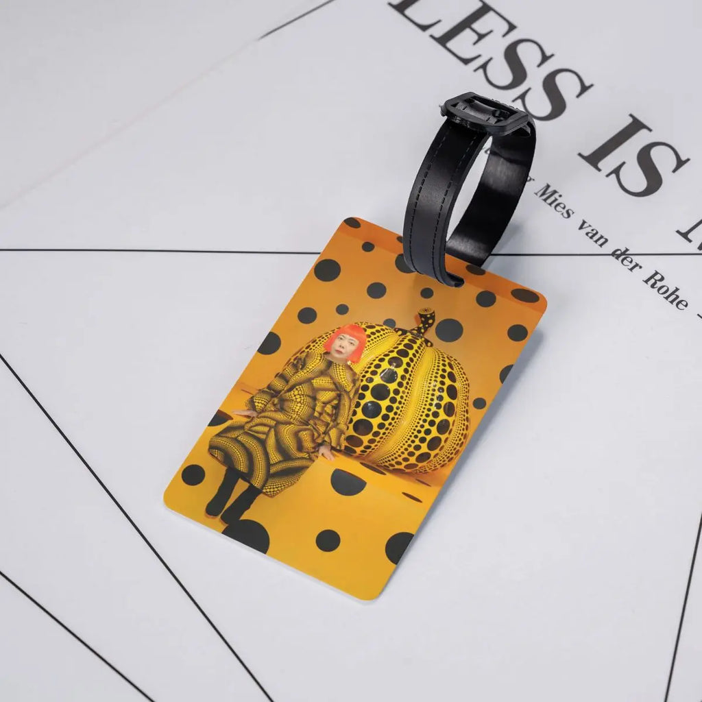 Custom Yayoi Kusama Pumkin Luggage Tag Privacy Protection Abstract Art Baggage Tags Travel Bag Labels Suitcase
