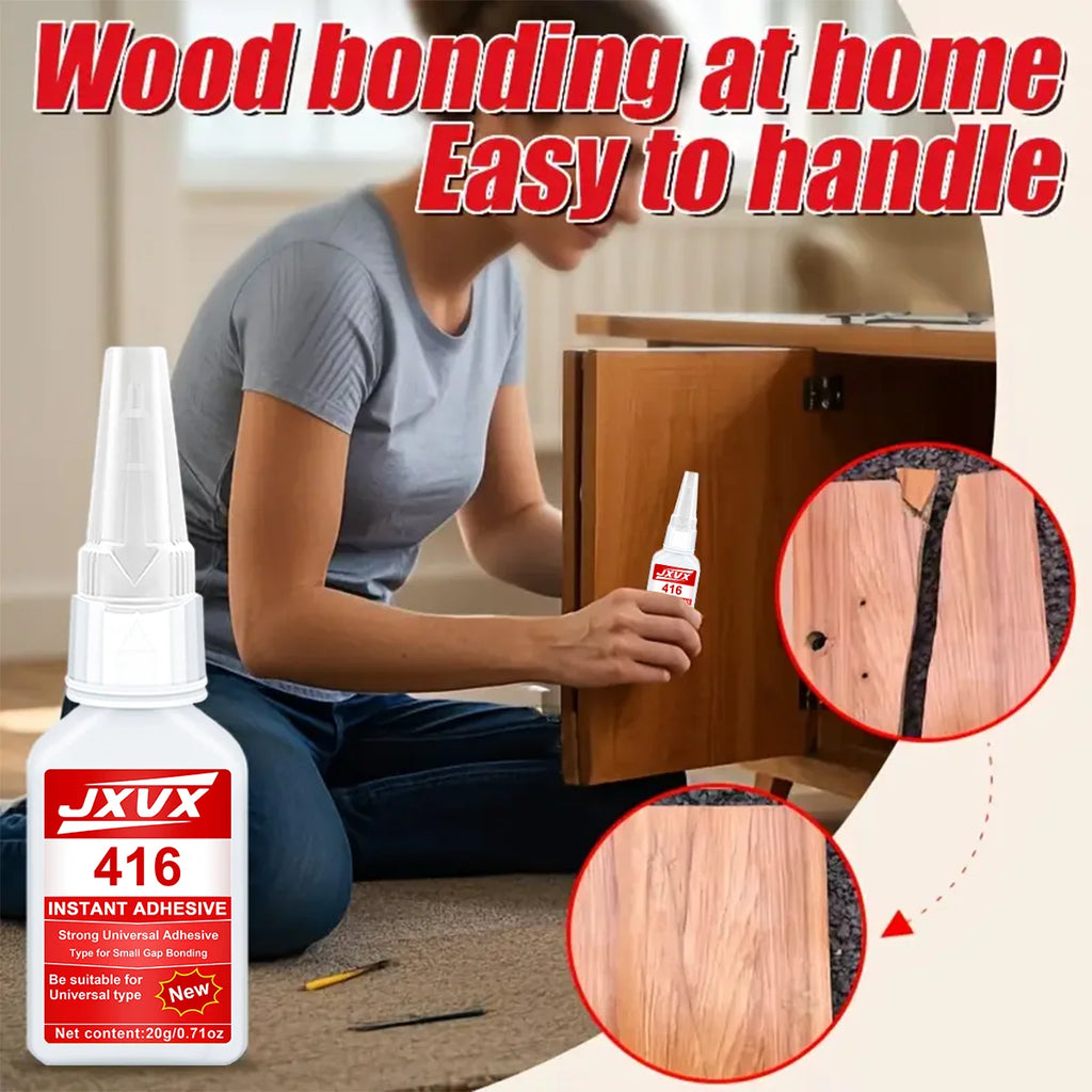 Quick-Drying Industrial 416 Super Glue, Newly Formulated with Cyanacrylate Activator Adhesive,Fast Drying Odorless Long Lasting Bonding,Home & Office Adhesive,With Clip Tool