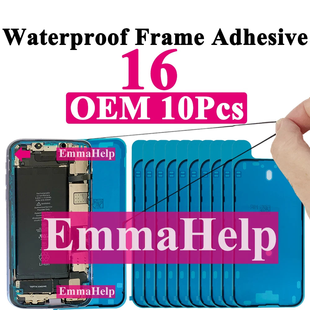 10pcs Waterproof Sticker for iPhone 16 Pro Max 17 14 13 12 11 15 XS XR 8 SE 3M Seal Adhesive Pre-Cut LCD Screen Frame Tape Glue
