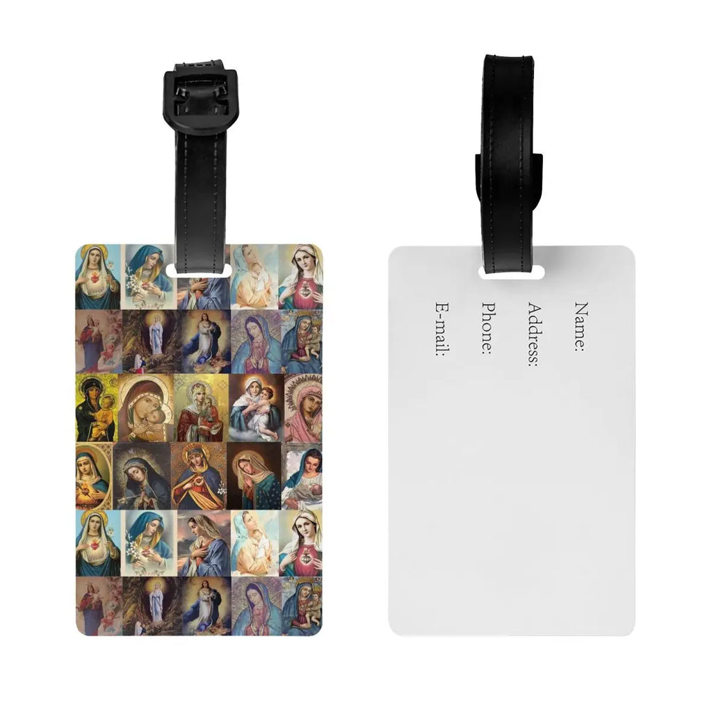 Custom Virgin Mary Luggage Tag Privacy Protection Catholic Christian Baggage Tags Travel Bag Labels Suitcase
