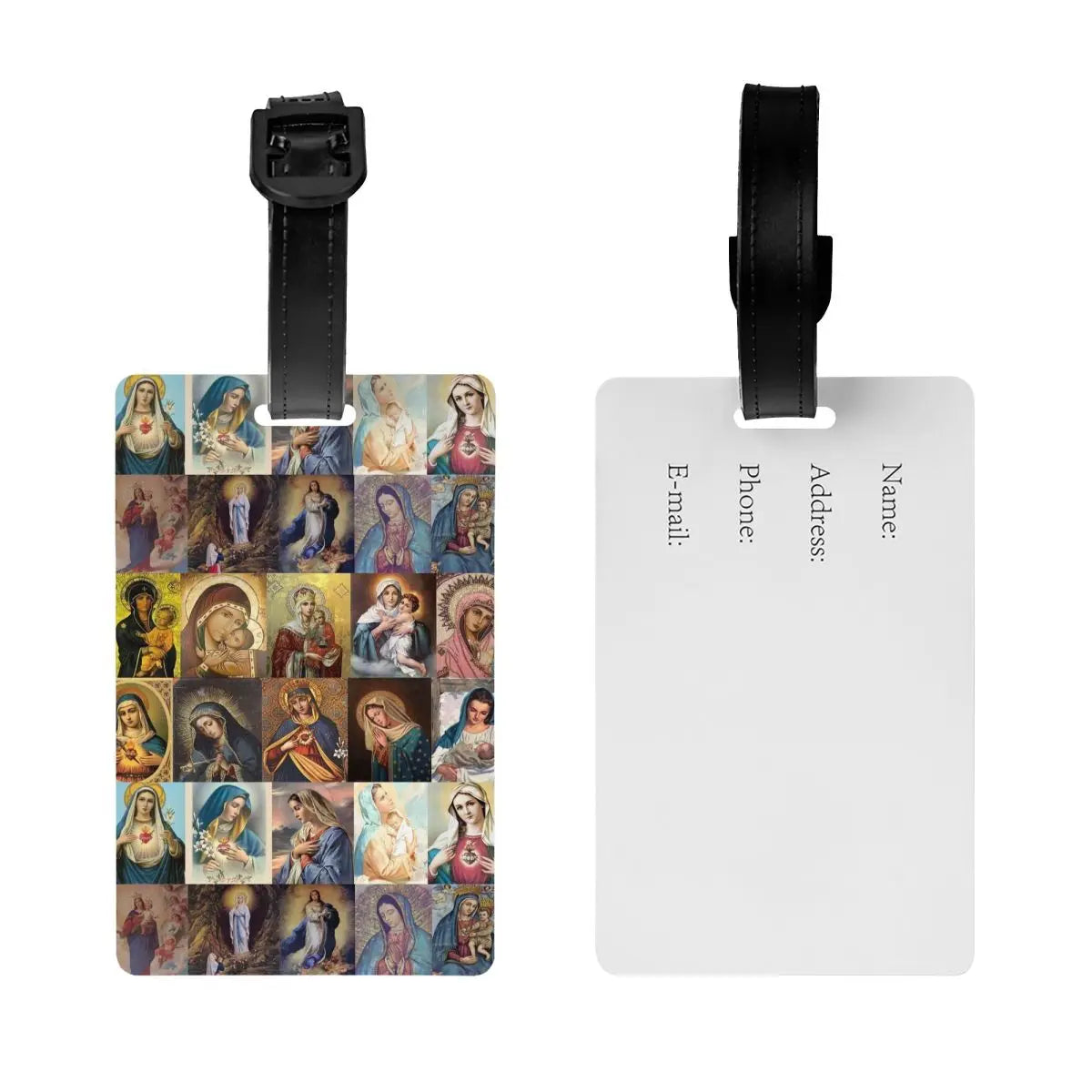 Custom Virgin Mary Luggage Tag Privacy Protection Catholic Christian Baggage Tags Travel Bag Labels Suitcase