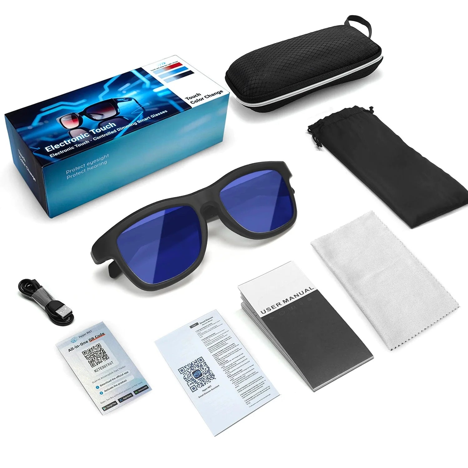 GV90 AI Translation Smart Glasses for Men Women Slide Color-Changing Lenses Answer/Reject Call Fashion Sunglasses