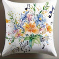Floral & Musical Notes Double-sided Printed pillow cover Short plush Suitable living rooms bedrooms sofas throw cushion cover