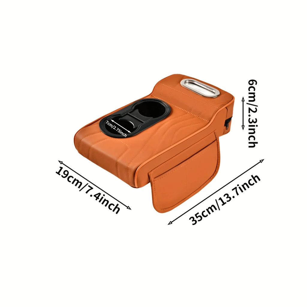1 Car Armrest Box with Low Front and High Rear Design, Car Center Console Armrest Pad with Tissue Box, Dual Side Storage Pockets, Car Armrest Pad, Portable Storage Accessory, Includes a Pack of Tissues