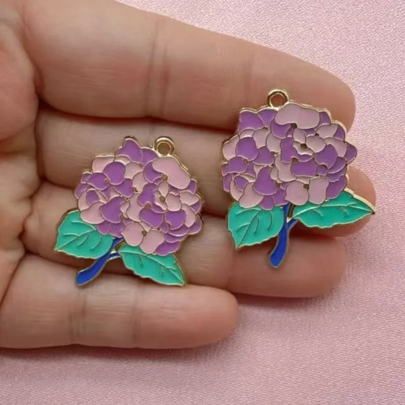 10pcs Van Gogh Sunflowers Iris Plants Flower Keychain Pendant Alloy Jewelry Accessories Necklace Earrings Pendant