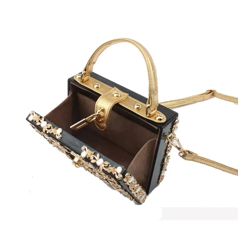 High Grade Acrylic Evening Bag Luxury Rhinestone Designer Clutch Purse Women Shoulder Bag Clutches for Wedding Party Handbag