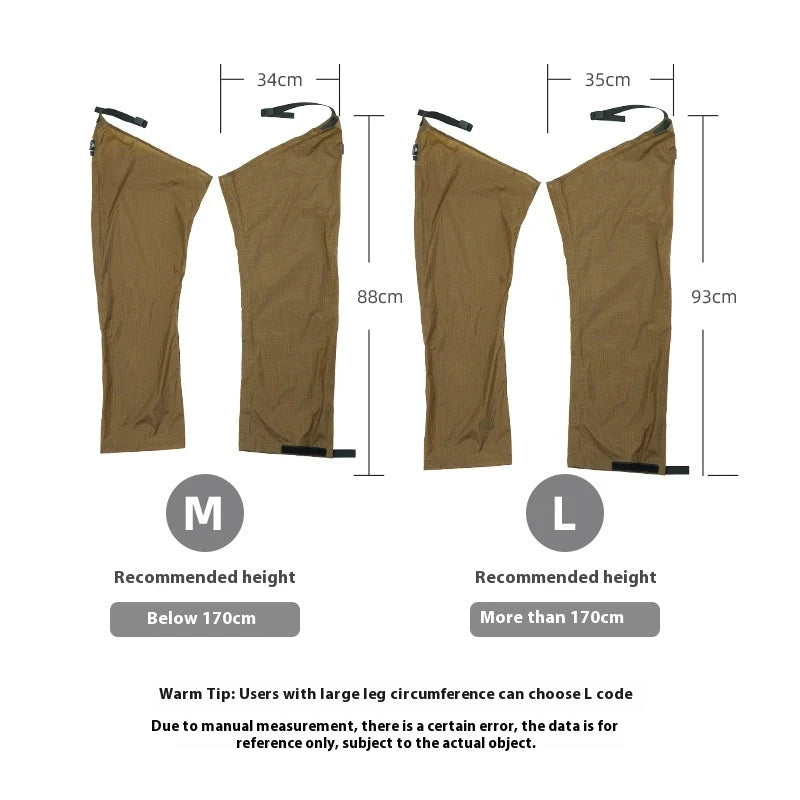 3F UL GEAR Outdoor Waterproof Leg Cover Approximately 79g with Adjustable Rain Proof Wear Resistant Tear Resistant Portable