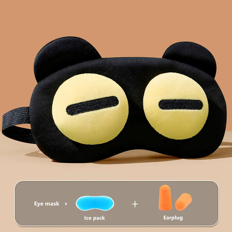 Cute Bear Eye Mask Sleep Aid Light Blocking Breathable Eyeshade for Travel Protective Safety Eye Wear Cold Hot Compress