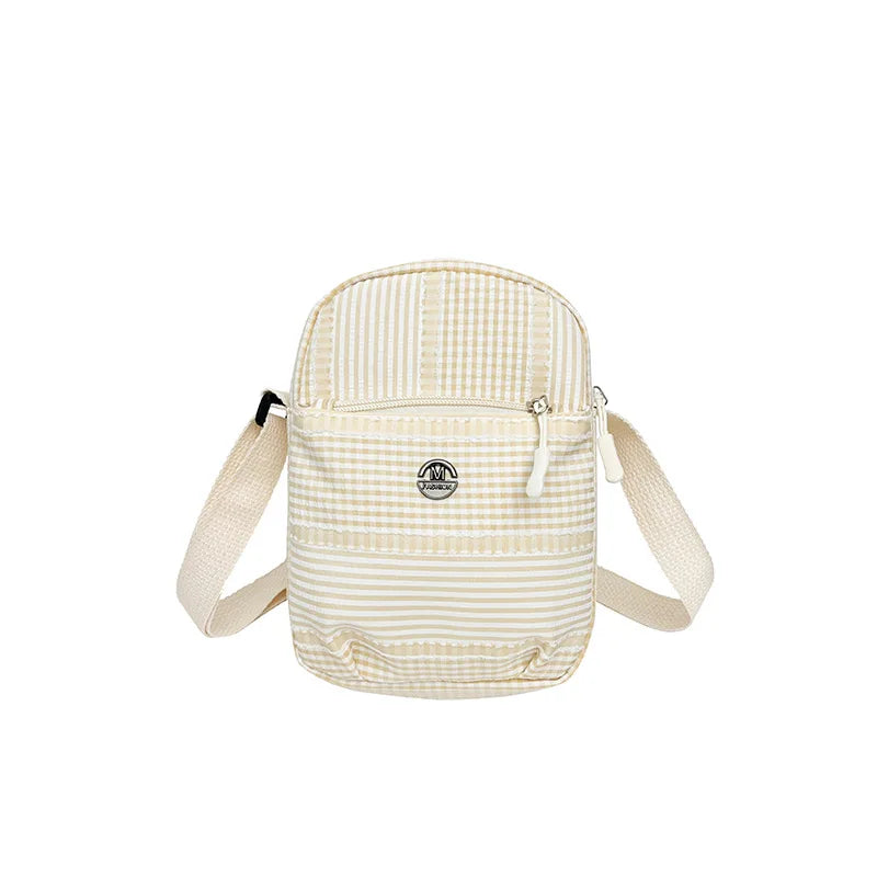 Plaid Nylon Crossbody Bag for Women Casual Shoulder Bag for Daily Commute Travel Multifunctional Ladies Crossbody Change Bag