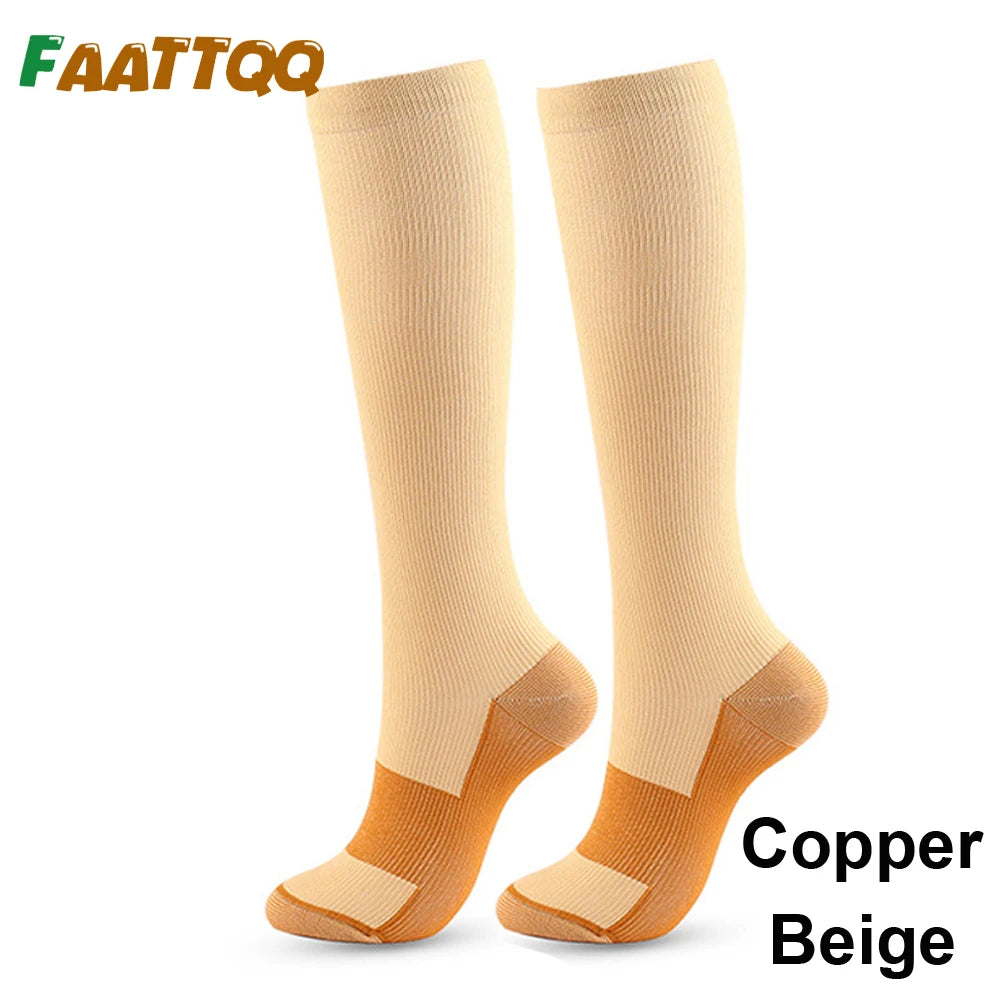 FAATTQQ 1Pair Compression Socks for Men & Women 15-20mmHg-Graduated Supports Socks for Soccer Travel Hiking Running Nurses