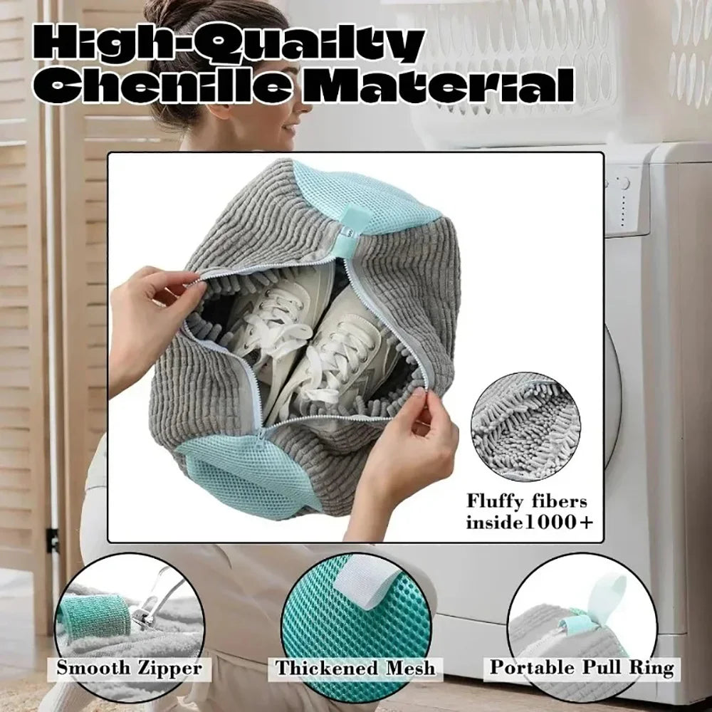 1-6PCS Washing Shoes Bag Cotton Laundry Fluffy Fibers Easily Remove Dirt Washing Bags Anti-Deformation Shoes Clothes Organizer