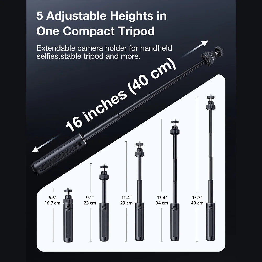llano 16"/40cm Action Camera Tripod for DJI Osmo Pocket 3, Insta360 X5 X4 X3, Gopro Hero13/12, Extendable Mini tripod with 1/4''