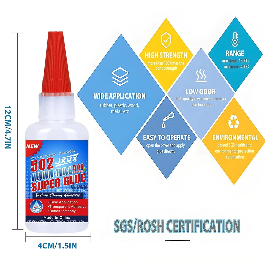 20g Best Seller 50g Optional 502 Super Glue Strong Instant Adhesive for Metal Plastic Wood Craft Cyanoacrylate 3-10s Curing