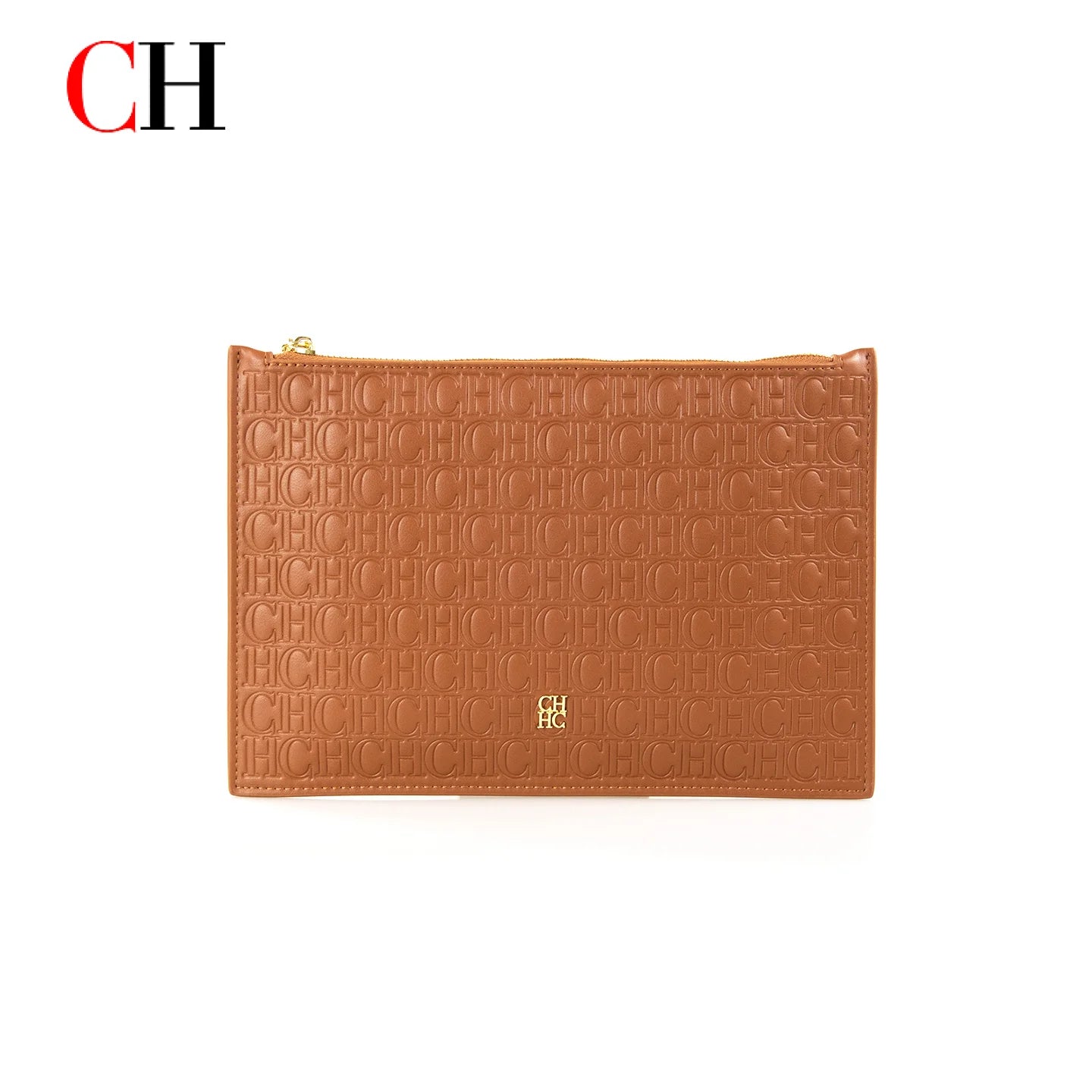 CH Women Embossed Letter Wristlet Clutch Bag Zipper Handbag Elegant Evening Pouch for Party Travel and Daily Use