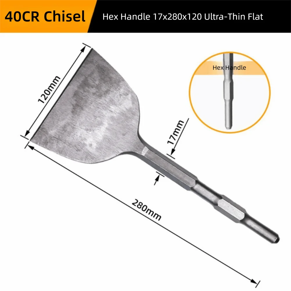 Durable Hexagonal Shank Slotting Flat Chisel Steel Flat Head Impact Bit Wear-resistant High Hardness Impact Drill Bit Brick