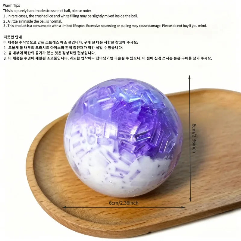 Crispy Handmade Ball Squishy Slow Rising Crushed Ice Handmade Ball | Stress Relief Sensory Fidget Toy for Anxiety ADHD Autism