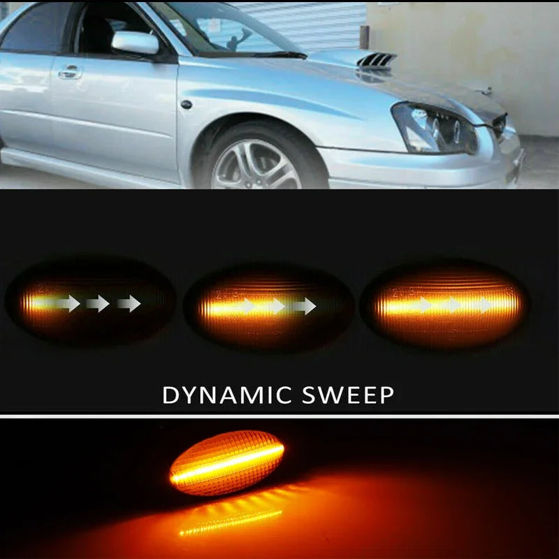 2Pcs Dynamic Amber LED Side Marker Turn Signal Sequential Blinker Light For Subaru Liberty Forester Impreza Wrx Sti 2002-2007