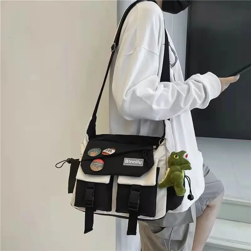 Trendy Large Capacity Campus Style Women Crossbody Bag, Student School Bags, Couples Shoulder Messenger Bag for Casual Daily Use