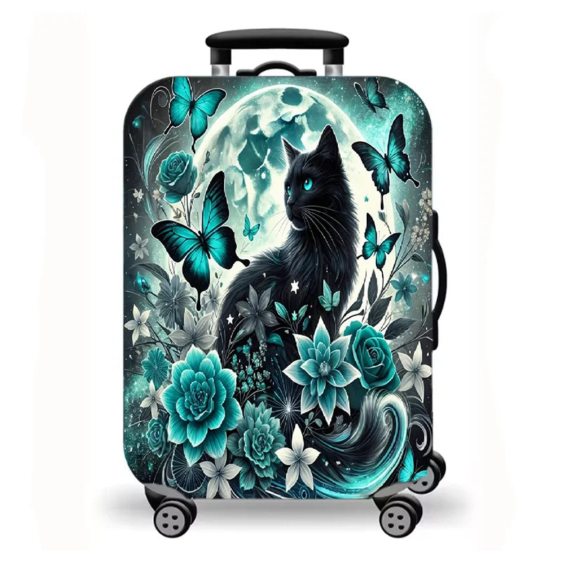 Suitcase protective cover, travel oil painting cat and dog pattern elastic suitcase dust cover, a total of 9 colors