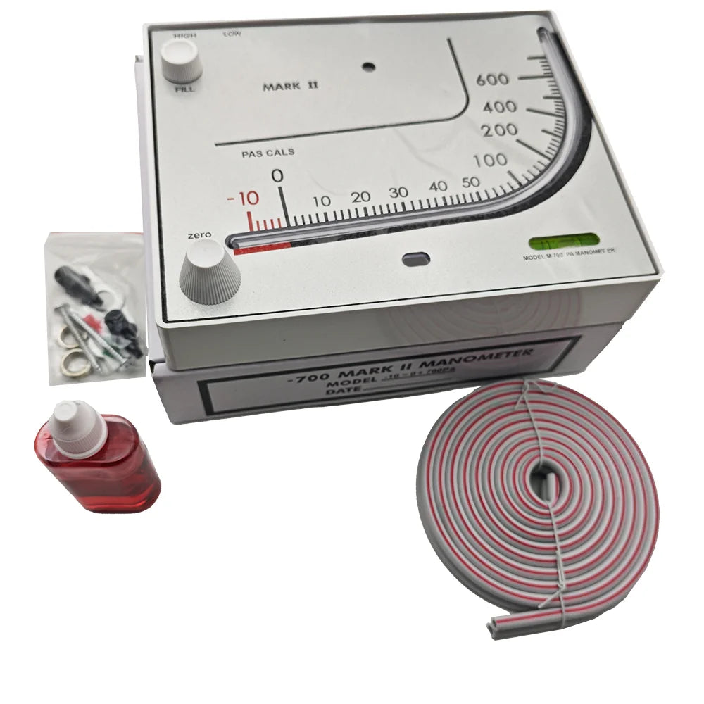Red Oil Differential Pressure Gauge A1-700PA， Manometer for HVAC/Air Filters/Industrial Equipment,