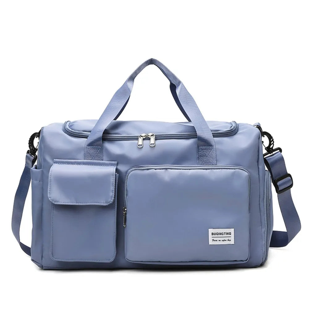Oxford Travel Luggage Bag Sturdy Foldable Nylon Duffle Bag Multi-functional Solid Color Large Capacity Handbag Ladies