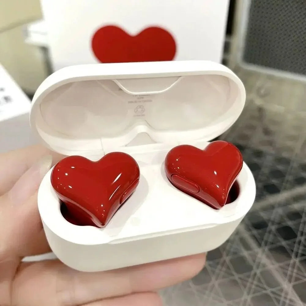 TWS Bluetooth 5.1 Heart Buds Earbuds 20H Playtime Pink Charging Case Lightweight Gaming Gift for Women Girls Students