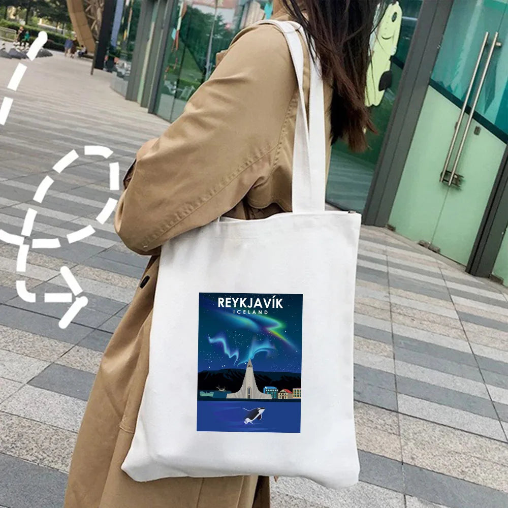 Kyiv Ukraine Milan Rio De Janeiro San Diego Santorini Greece Sydney Tokyo Women Canvas Shoulder Cotton Tote Bag Shopping Handbag