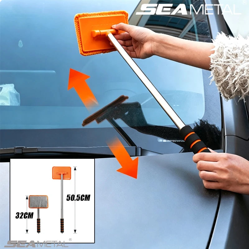 SEAMETAL Car Front Windshield Defogging Brush Telescopic Long Pole Non-Slip Car Household Glass Clean Brushes Dust Remover Tool