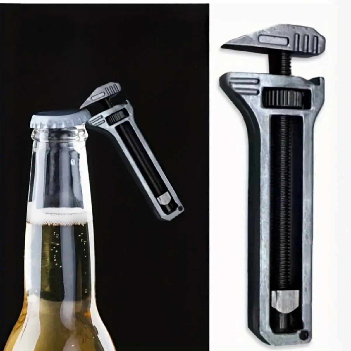 Multi functional mini wrench with window breaker, bottle cap opener, and screwdriver, compact industrial tool