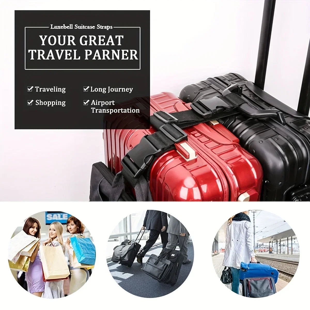 1pc Simple Adjustable Luggage Straps, Suitcase Buckle Strap, Travel Accessories, High-quality Replaceable Luggage Bag