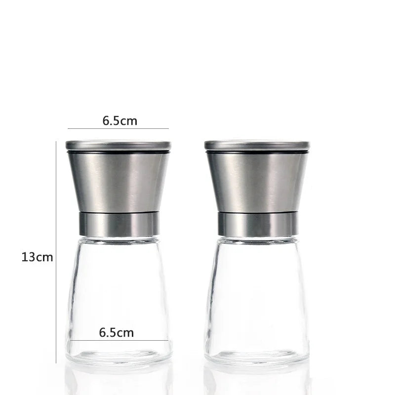 180/200ML Stainless Steel Glass Pepper Grinder Manual Salt Pepper Mill Kitchen Gadget Spice Bottle Grinder Mill Household Tool