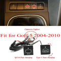 24*24mm Red LED Car Phone Charger Double USB Type-c PD Fast Charging Adapter for VW Golf 5 MK5 2004-2010 Accessories