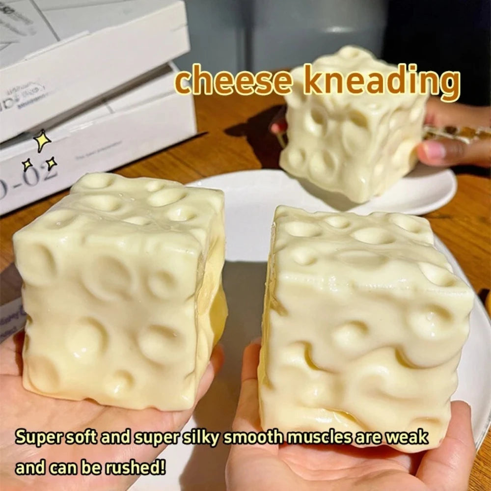 Taba Squishy  Cheese Cube Stress Ball Shapeable Squeeze Ball Non Rebound Sensory Fidget Toys for Kids and Adults Relaxing Gifts