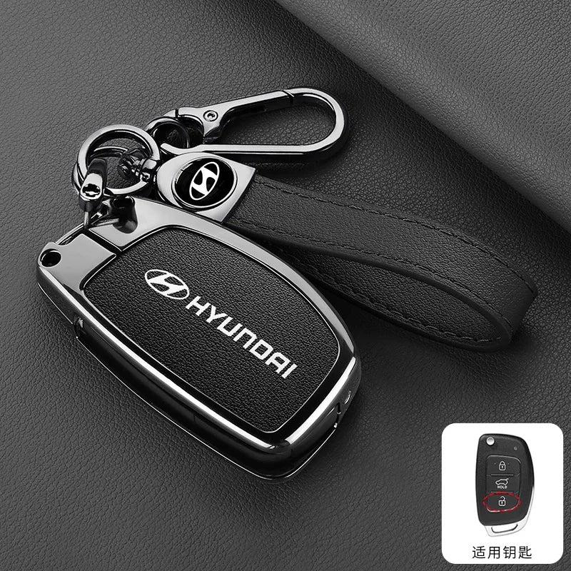Zinc Alloy Leather Car Remote Key Case Cover For Hyundai Solaris Accent Tucson l10 l20 l30 IX35 Kia K2 K5 Rio Auto Accessories